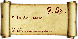 Filo Szixtusz névjegykártya